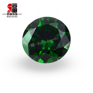 Baifu jewelry round brilliant cut dark emerald cubic zirconia stone for jewelry