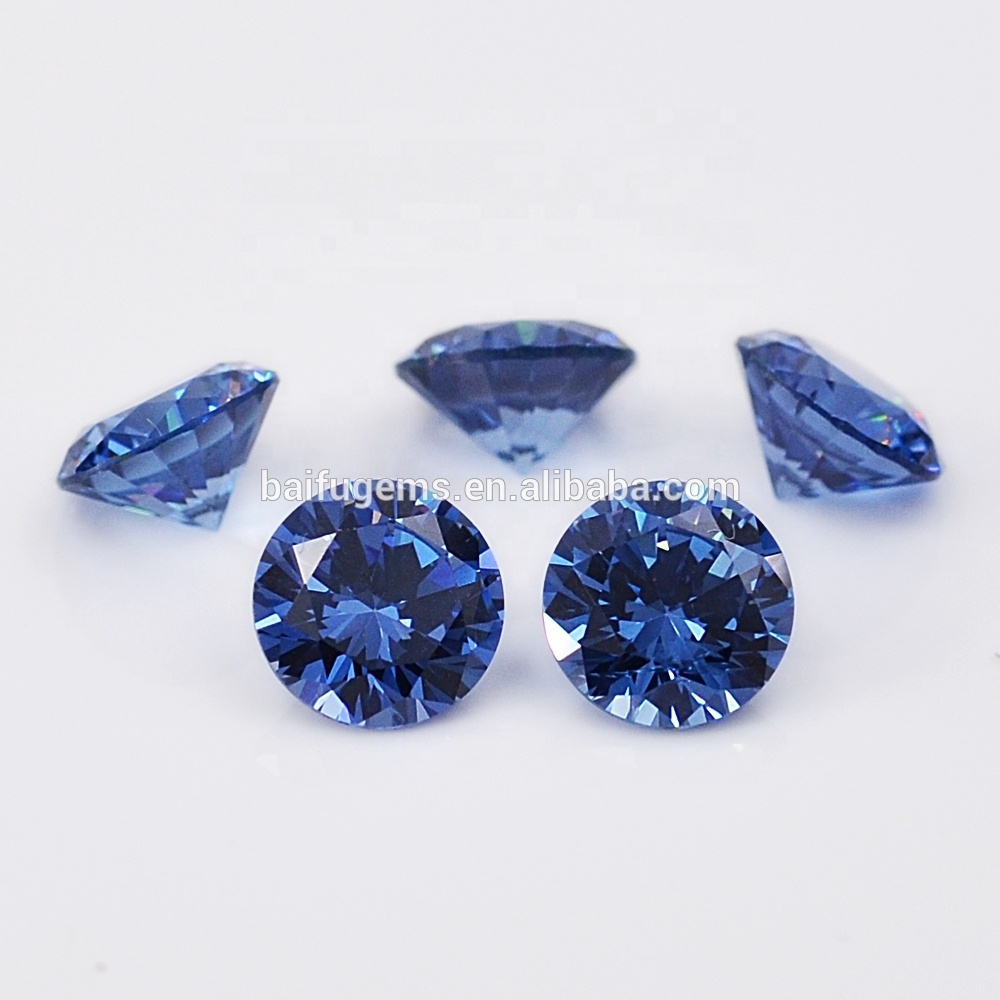 medium blue round cubic zirconia loose diamond topaz Sapphire gemstone