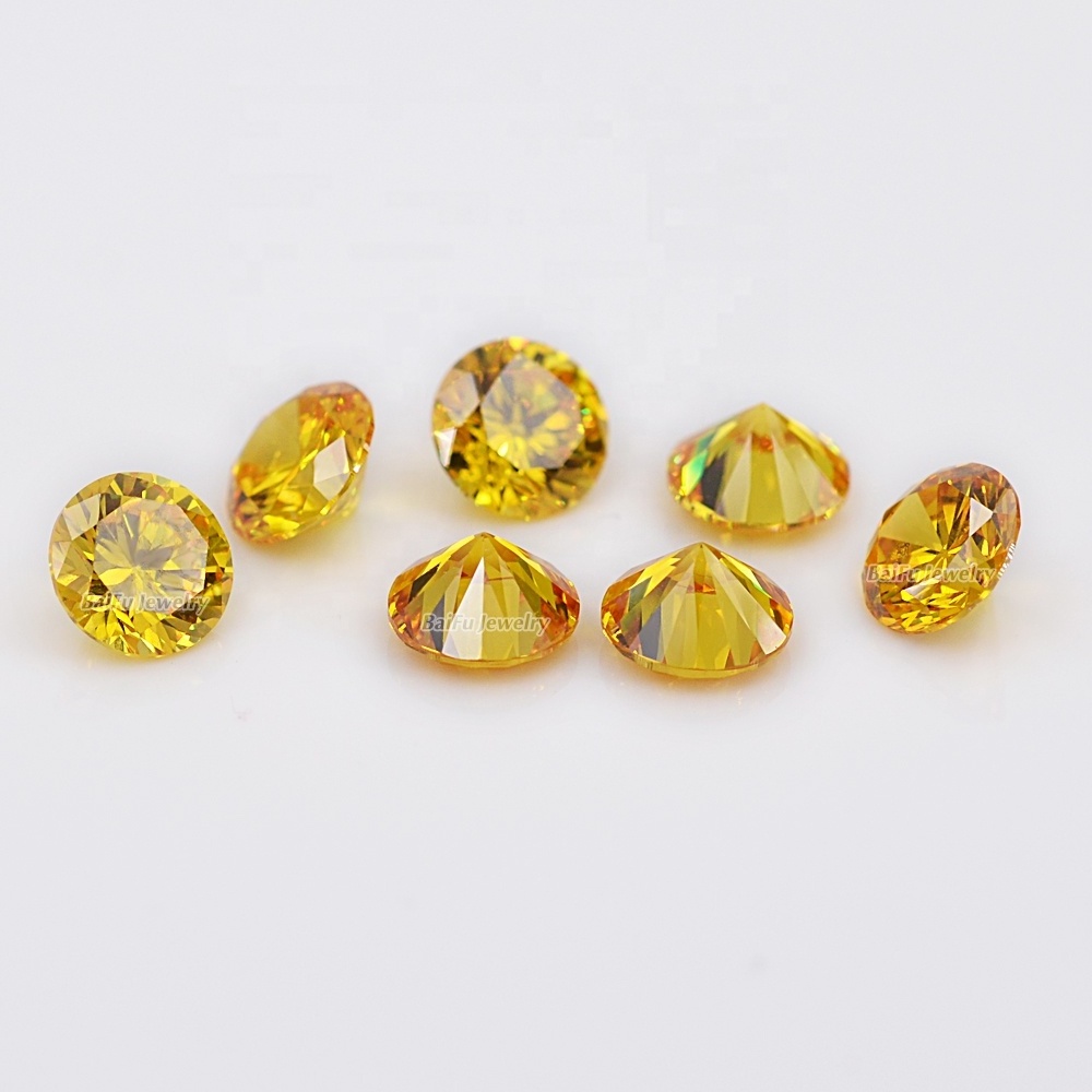 Baifu jewelry synthetic round brilliant cut dark gold cubic zirconia stone