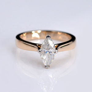 14K 585 yellow gold with silicon carbide moissanite 4 claw 1 ct marquise diamond solitaire ring