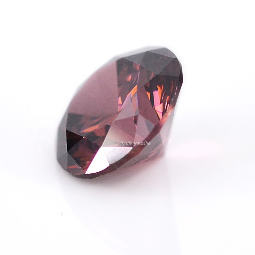 Baifu jewelry round brilliant cut dark rhodolite cubic zirconia stone for jewelry