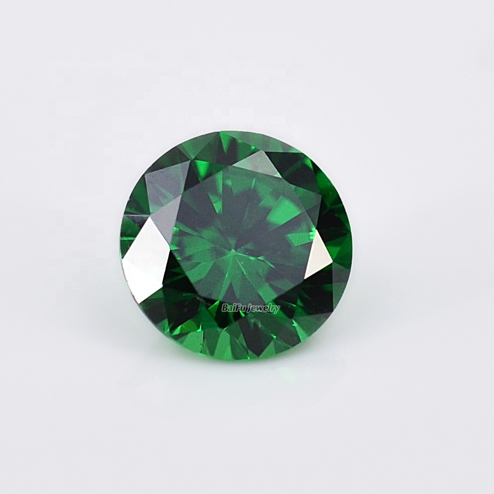 BaiFu Jewelry wholesale price synthetic gems round emerald green cubic zirconia stone