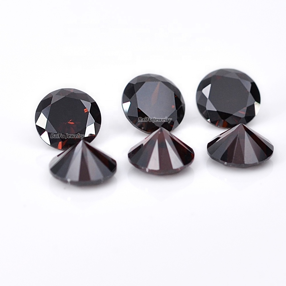 Baifu jewelry round brilliant cut light russian coffee cubic zirconia stone for jewelry