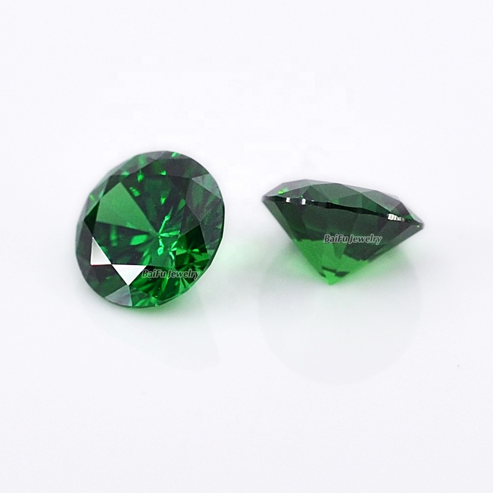 BaiFu Jewelry wholesale price synthetic gems round emerald green cubic zirconia stone