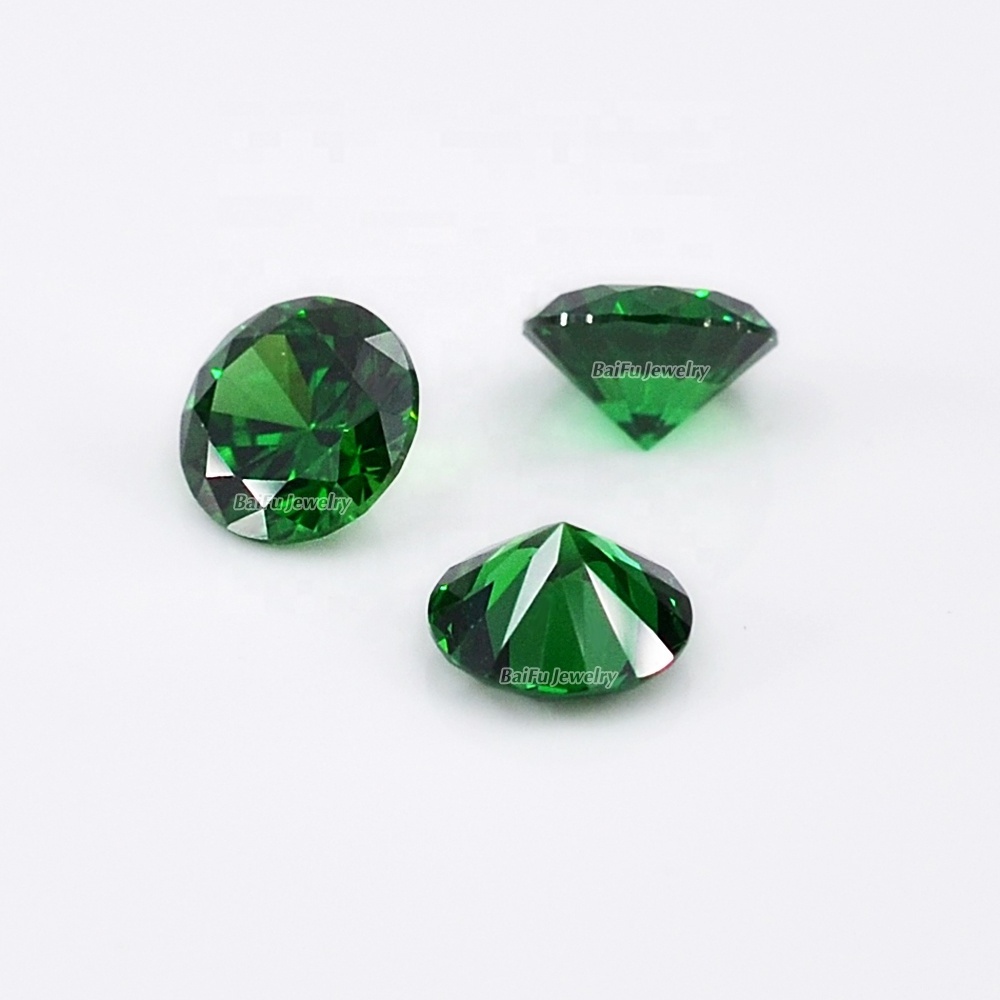 Baifu jewelry round brilliant cut middle emerald cubic zirconia stone for jewelry