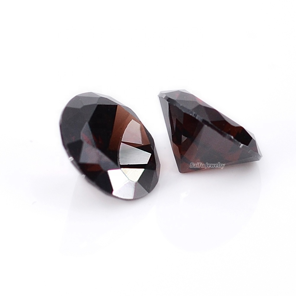 Baifu jewelry round brilliant cut light russian coffee cubic zirconia stone for jewelry