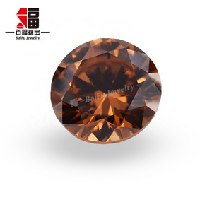 Baifu jewelry round brilliant cut dark coffee cubic zirconia stone for jewelry