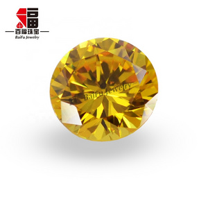 Baifu jewelry synthetic round brilliant cut dark gold cubic zirconia stone