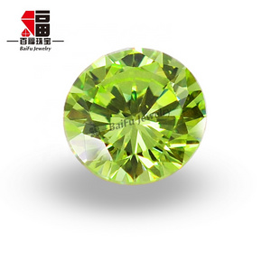 Baifu jewelry synthetic round brilliant cut peridot cubic zirconia stone