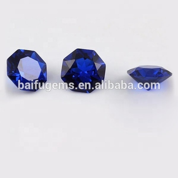 China Sapphire Octagon Rectangle Cushion cut rough synthetic gemstones Blue 114# Spinel