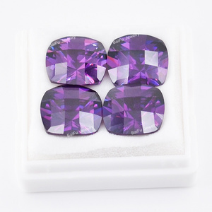 5A wholesale machine cut loose cushion checkerboard amethyst cheap gemstones for rings