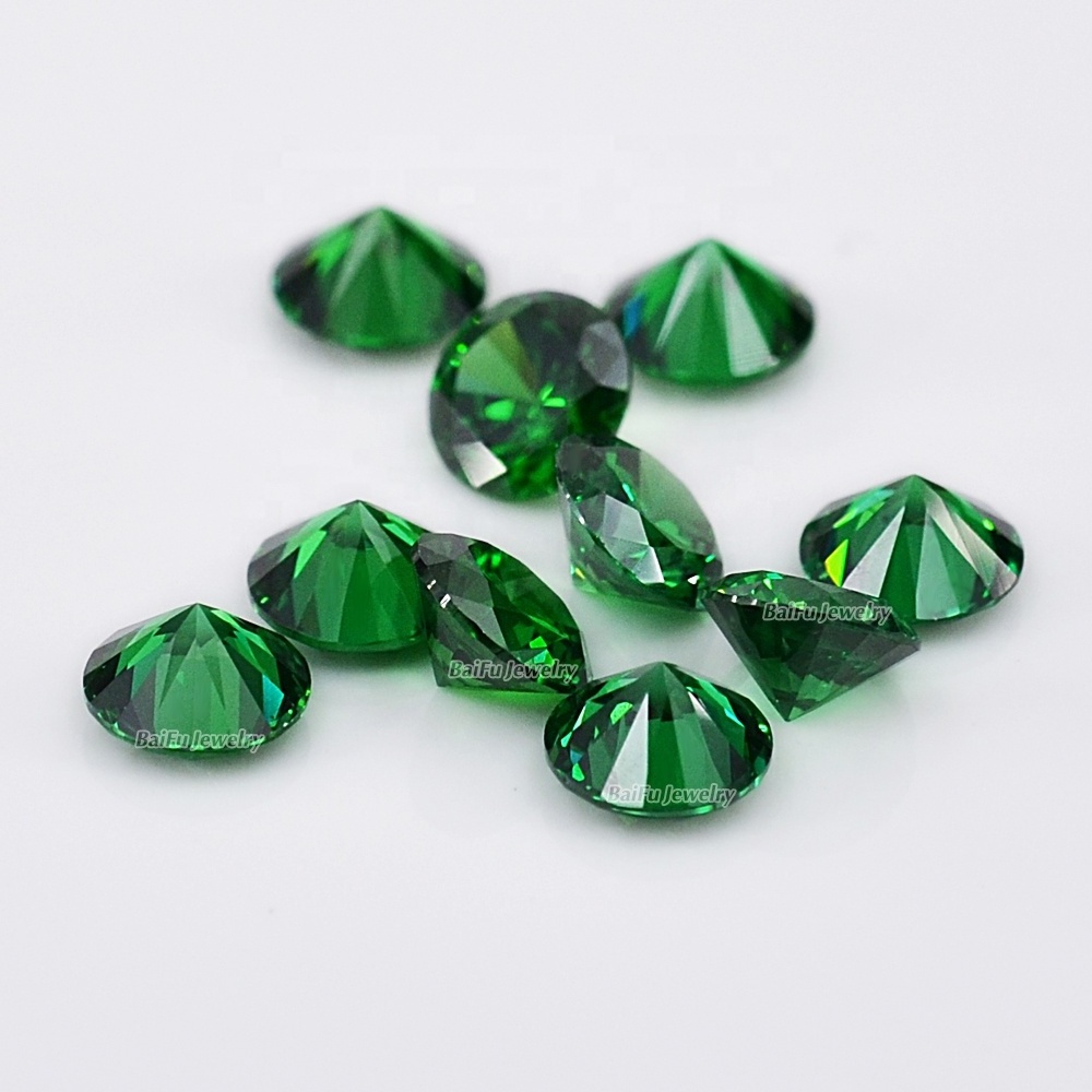 BaiFu Jewelry wholesale price synthetic gems round emerald green cubic zirconia stone