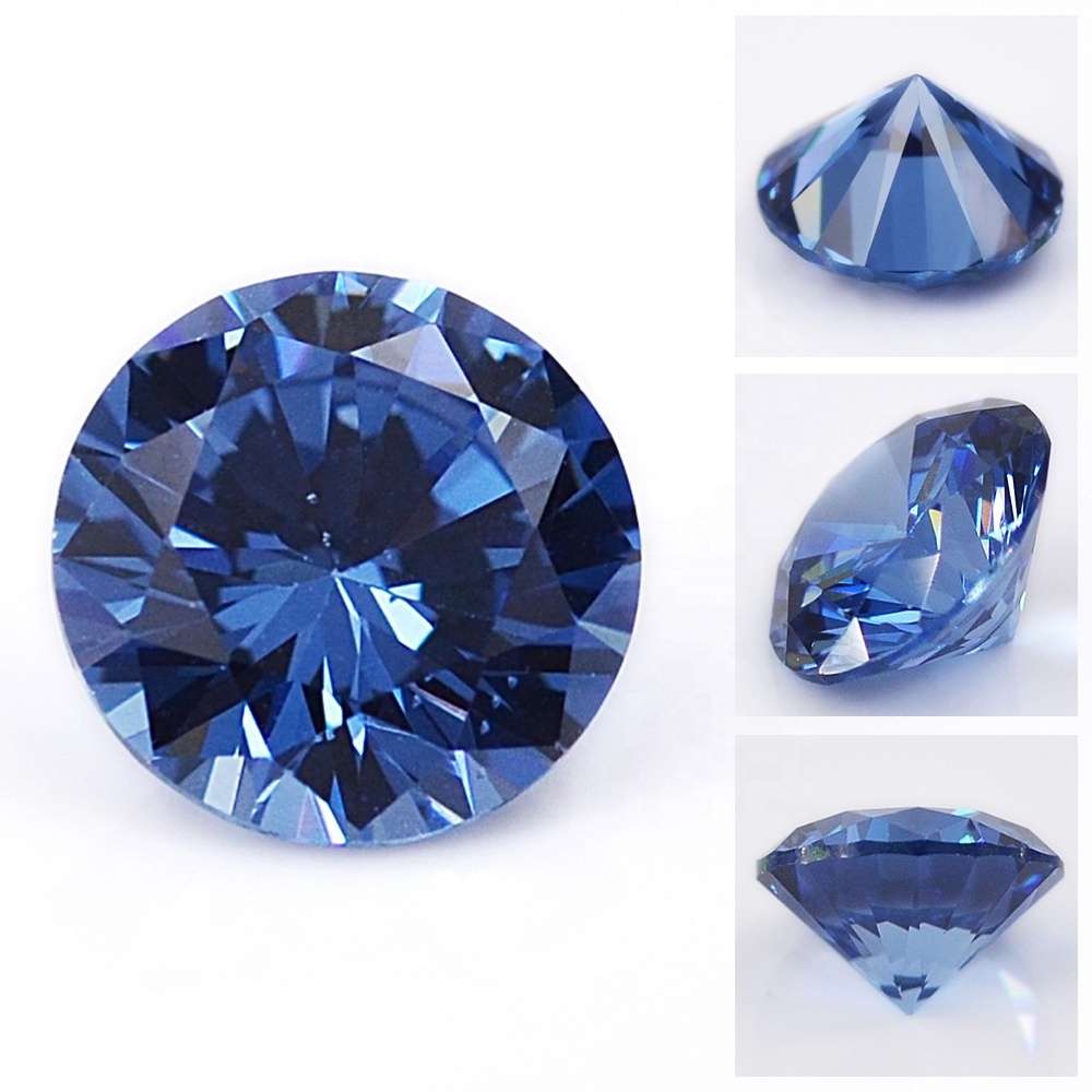 medium blue round cubic zirconia loose diamond topaz Sapphire gemstone