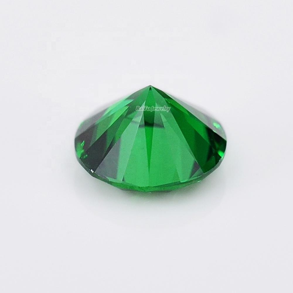 Baifu jewelry round brilliant cut middle emerald cubic zirconia stone for jewelry