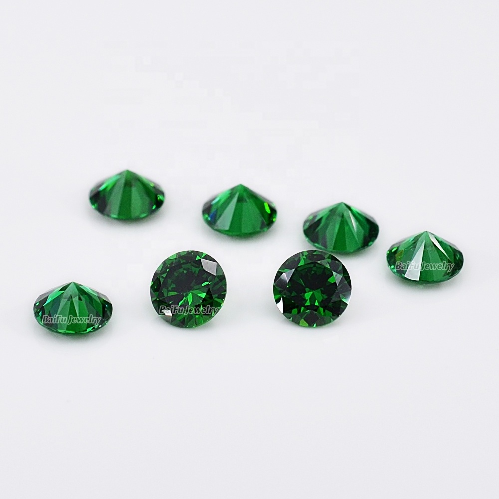 BaiFu Jewelry wholesale price synthetic gems round emerald green cubic zirconia stone