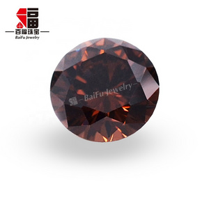 Baifu jewelry round brilliant cut light russian coffee cubic zirconia stone for jewelry