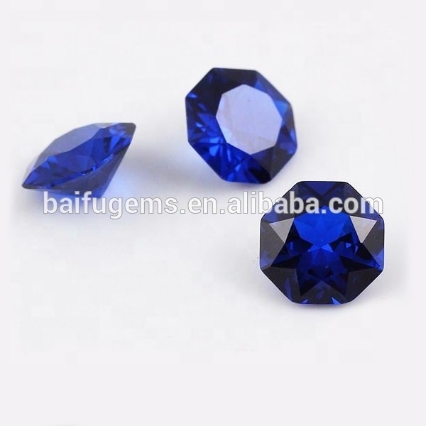 China Sapphire Octagon Rectangle Cushion cut rough synthetic gemstones Blue 114# Spinel