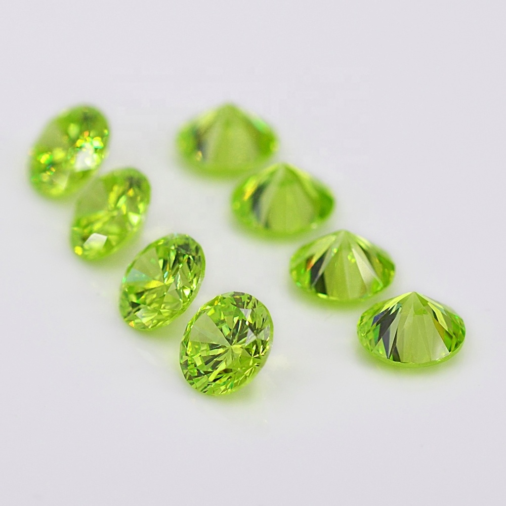 Baifu jewelry synthetic round brilliant cut dark apple green cubic zirconia stone