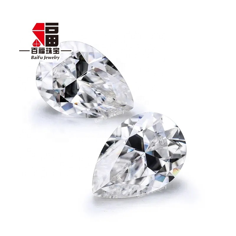 Baifu Jewelry white clear VVS DEF loose pear moissanites