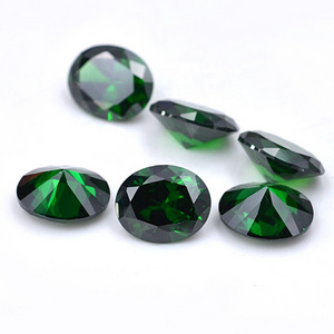 BaiFu Jewelry factory oval shape emerald green synthetic cubic zirconia stones