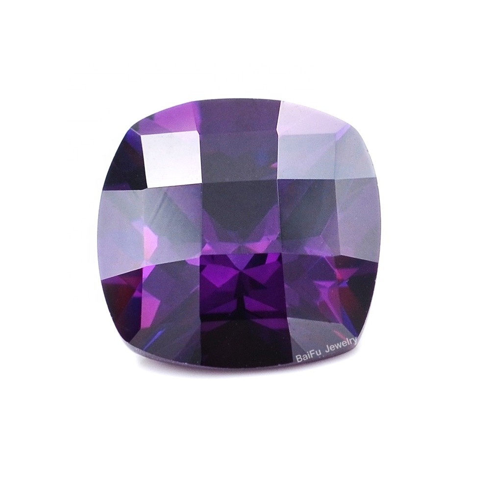 5A wholesale machine cut loose cushion checkerboard amethyst cheap gemstones for rings