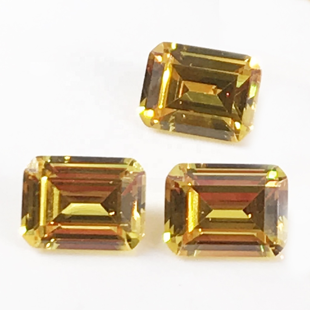 BaiFu Jewelry dark gold emerald cut synthetic cubic zirconia stones