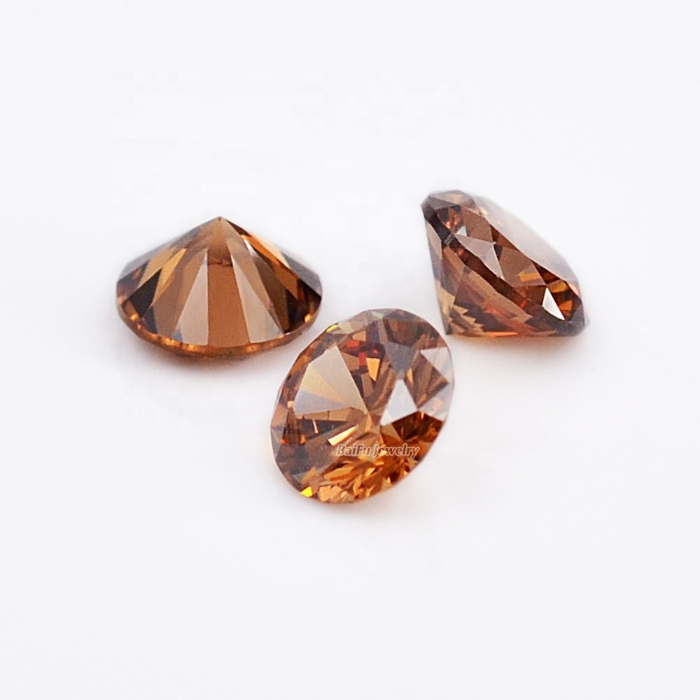 Baifu jewelry round brilliant cut dark coffee cubic zirconia stone for jewelry