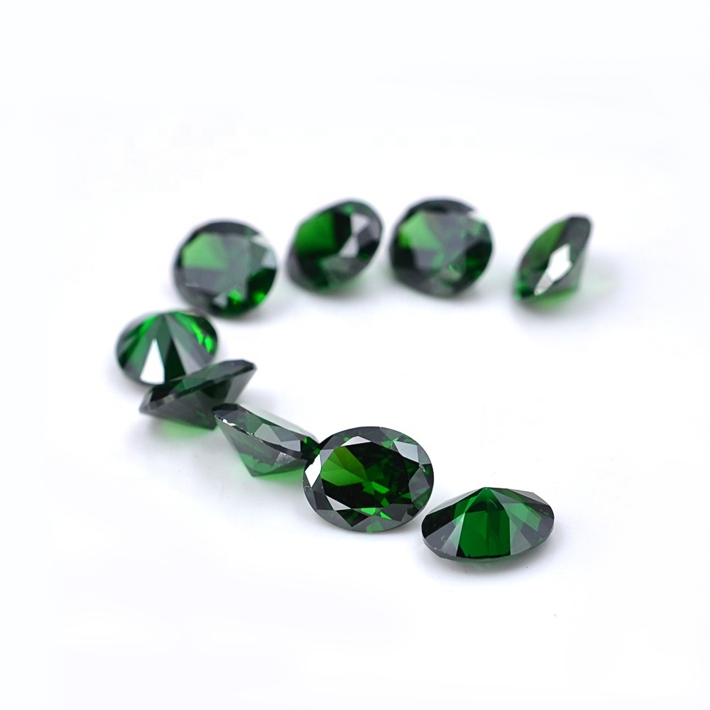 BaiFu Jewelry factory oval shape emerald green synthetic cubic zirconia stones