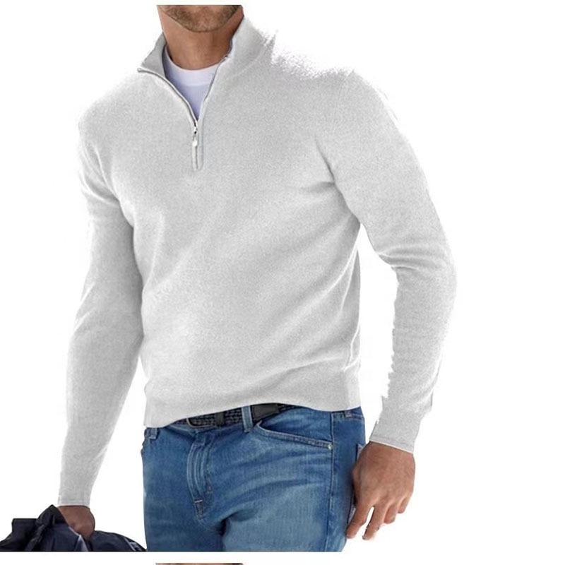 Manufacturer Custom Half Zip Sweater Men Clothing Polo V Neck Full Sleeve Knit Wool Pullover Quarter Zip Sweater