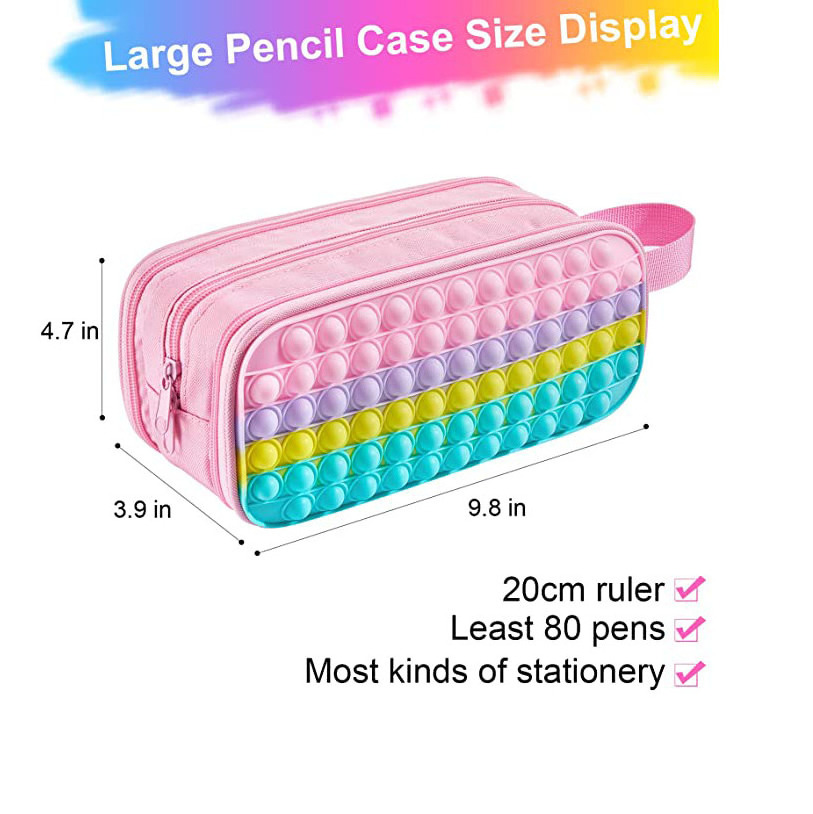 Wholesale Silicone Push Bubble Decompression Tangle Pencil Bag Pouch Stationery Storage Bag Pencil Case