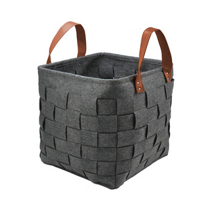 Foldable Felt Toys Storage Bag Clothes Laundry Storage Basket Bins With Handle