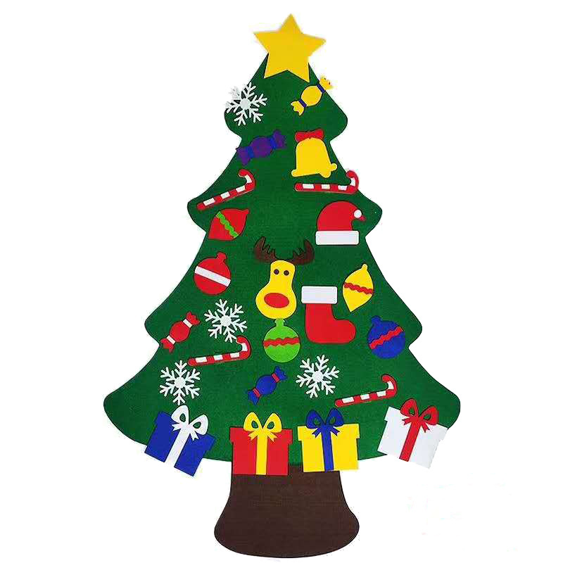 Eco Friendly DIY Felt Wall Hanging Christmas Tree Decorations For Kids With Ornaments