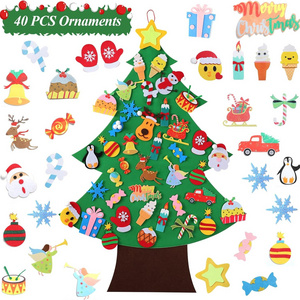 Hot Sell Kids DIY Wall Hanging Artifical  Felt Christmas Tree With Ornaments