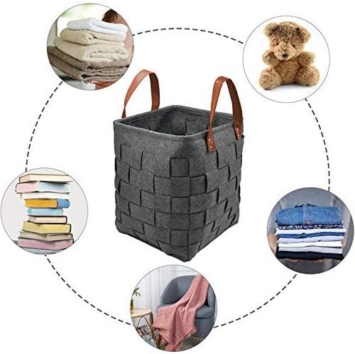 Foldable Felt Toys Storage Bag Clothes Laundry Storage Basket Bins With Handle