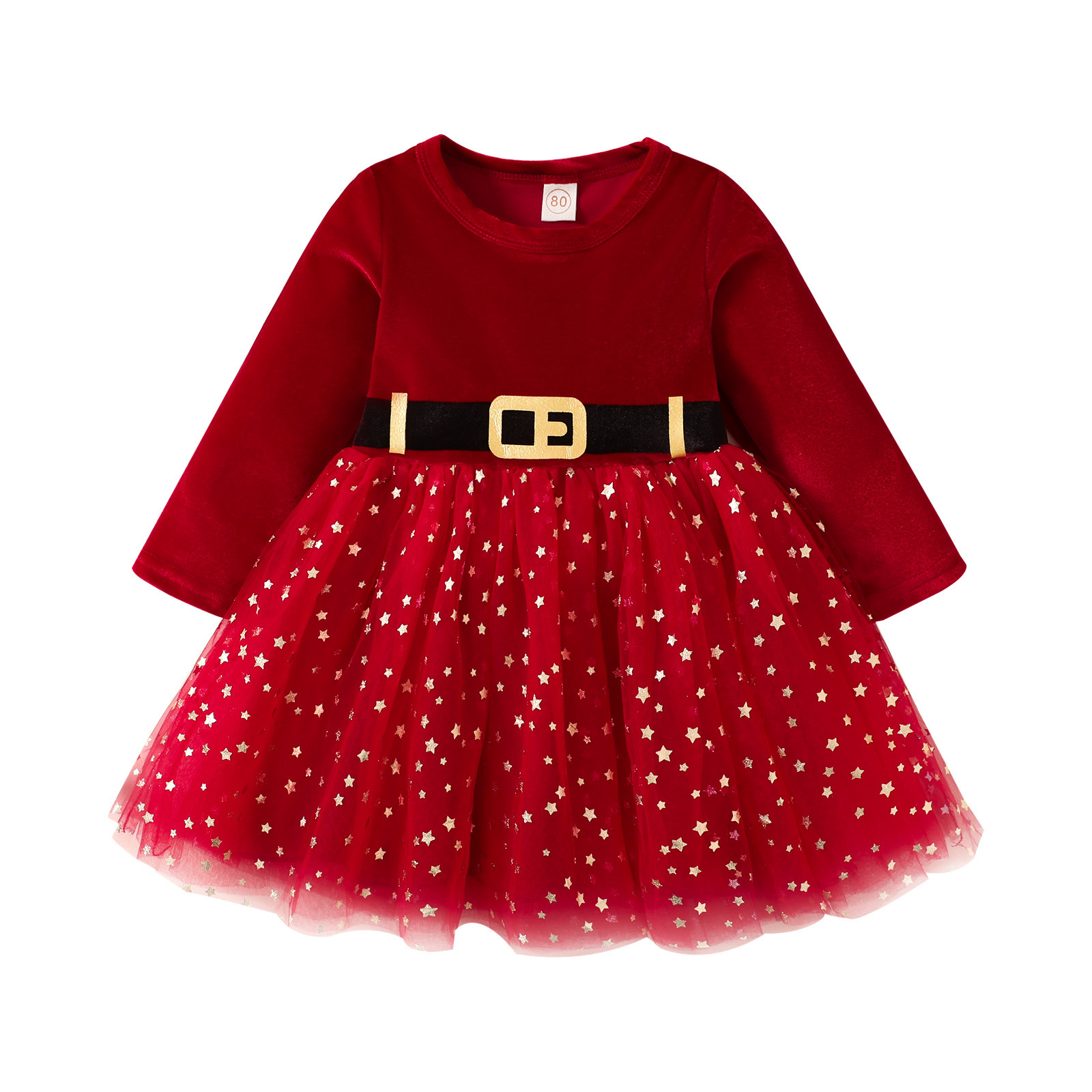 Hot Products Wholesale Fancy Kids Velvet Long Sleeve Dress Toddler Girls Red Winter Dresses Baby Christmas Tutu Dress