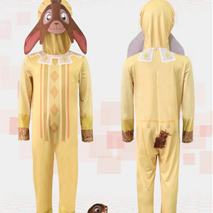 BAIGE Halloween Kids Goat Jumpsuit Wish Asha Cosplay Costume Pet Halloween Outfit Yellow Pajamas Onesies Mask Suit