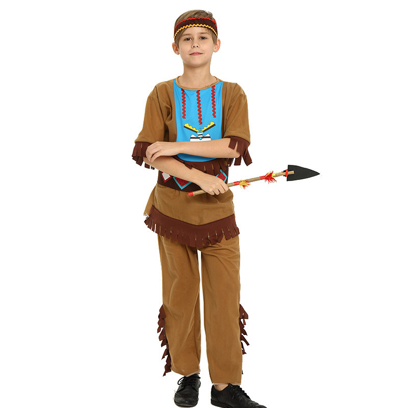 Halloween Cosplay Costume Adult Kids Savage Costumes Leopard Flintstone African Tribal Hunter Indian Halloween Carnival Costumes