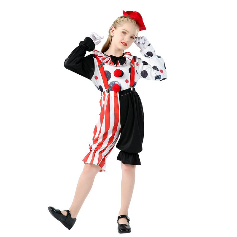 BAIGE Halloween Clown Costume Children's Boy's and Girl's Costumes Play Clown Funny Ghost Clown Stage Clothes Suit