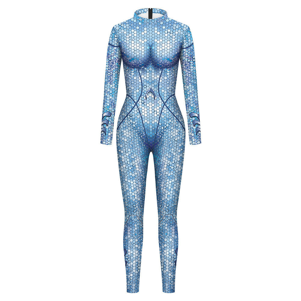 BAIGE Aquaman Queen Atlanna Cosplay Costume Jumpsuit Catsuit Halloween Party Zentai Suit Bodysuit For Women Halloween Costume