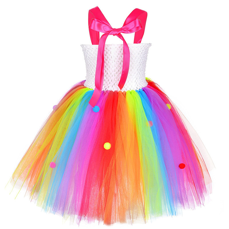 2024 Baige New Update Kids Colorful Candy Dress with Headwear Girls Carnival Tutu Dress Children Holiday Purim Costumes