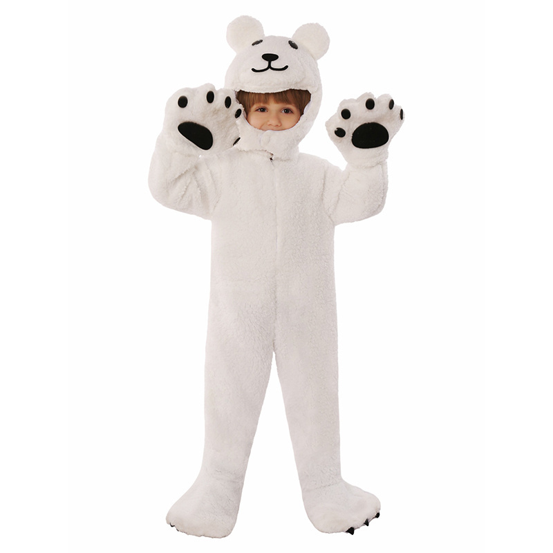 BAIGE 2024 New Arrival Halloween Cosplay Costume Unisex White Bear Role-playing Stage Performance Costumes for Kids