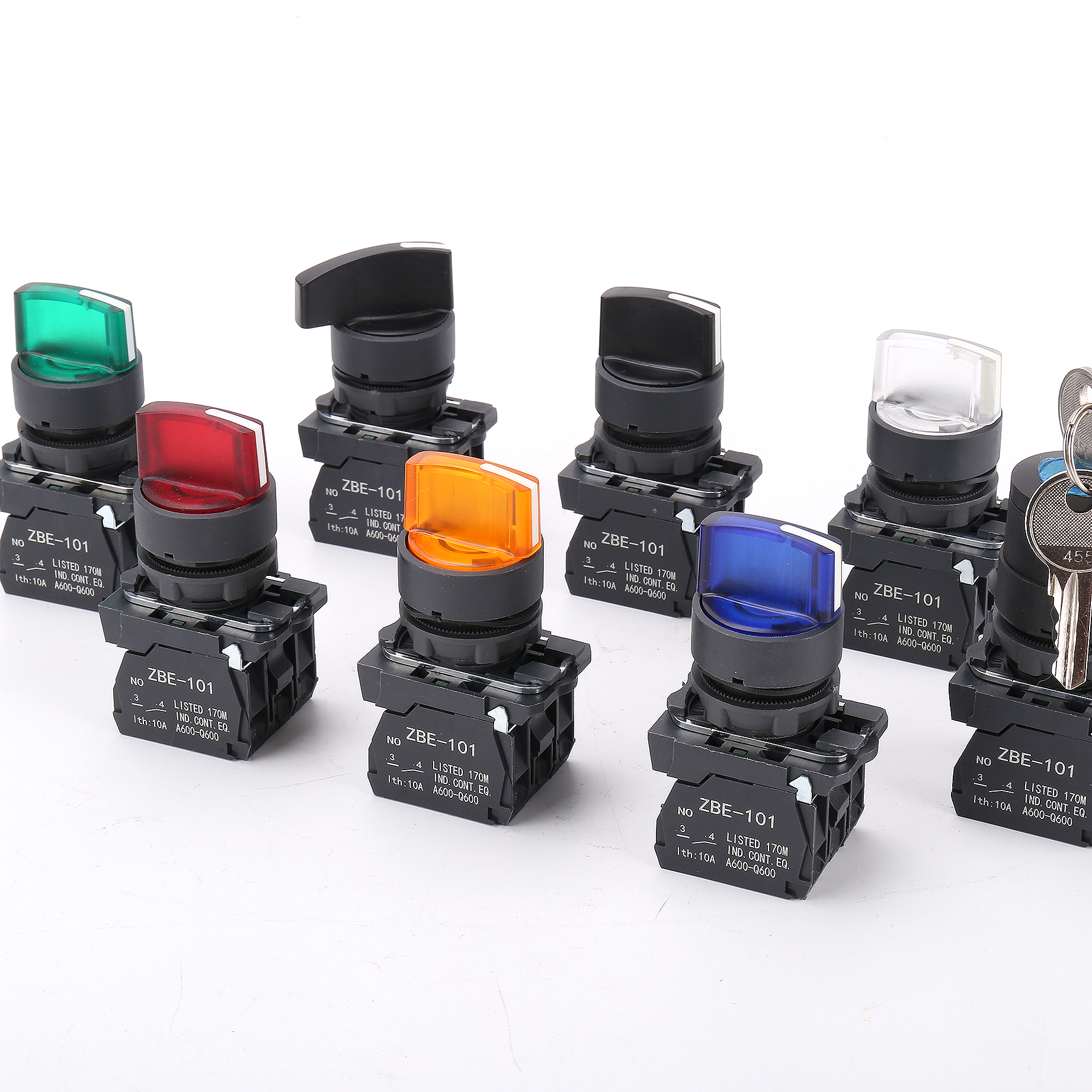 XB5 22mm Waterproof selector LED push button self-locking on off flat rotary momentary plastic push button switches with light