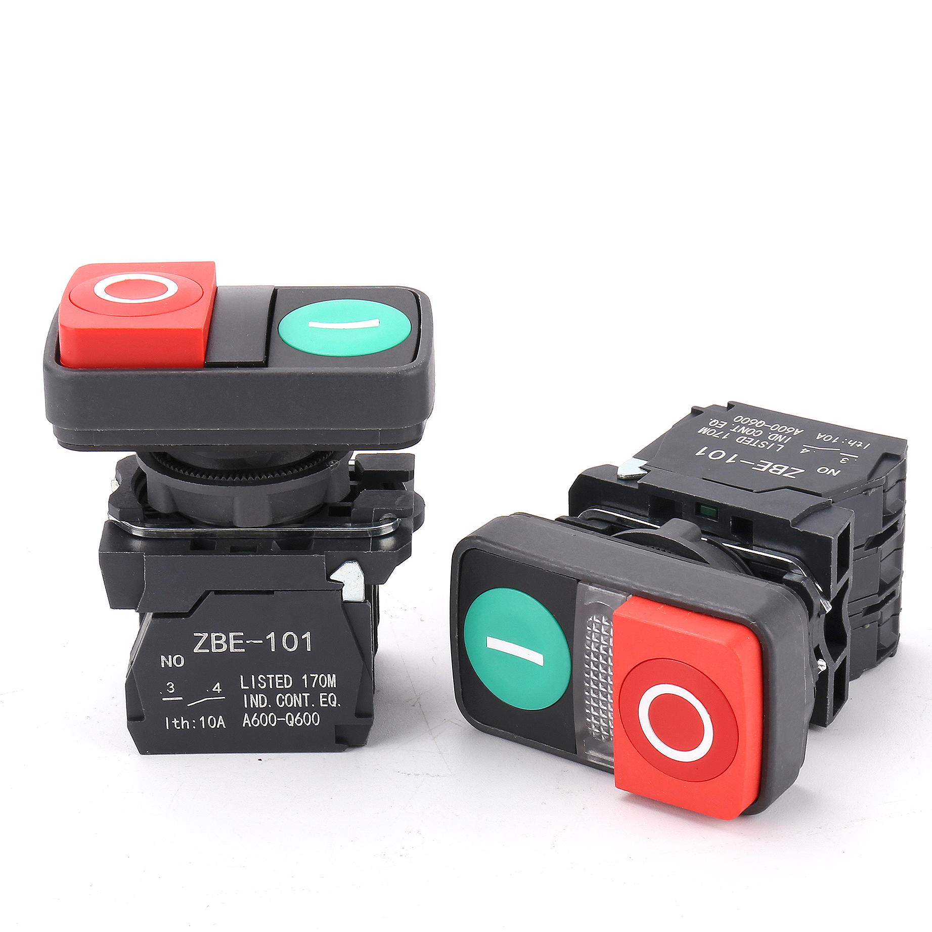 XB5-AW7425 illuminated start stop Double Head Push Button Switch 1NO 1NC on off position plastic push button switches with light