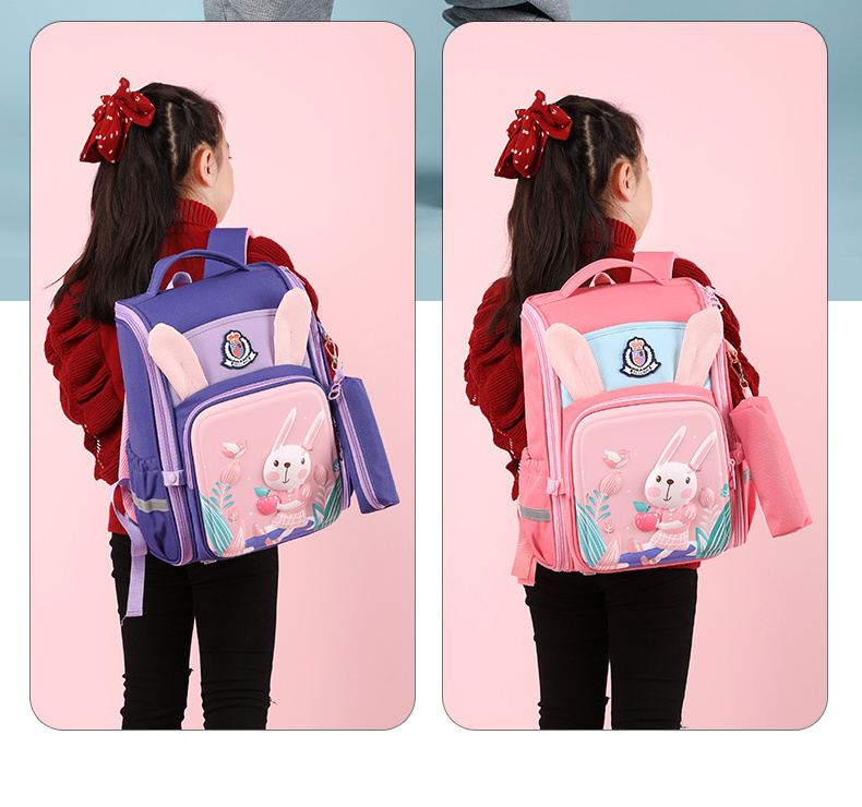 2024  rabbit cartoon printing bag odm 3d kids backpack school bags for girls