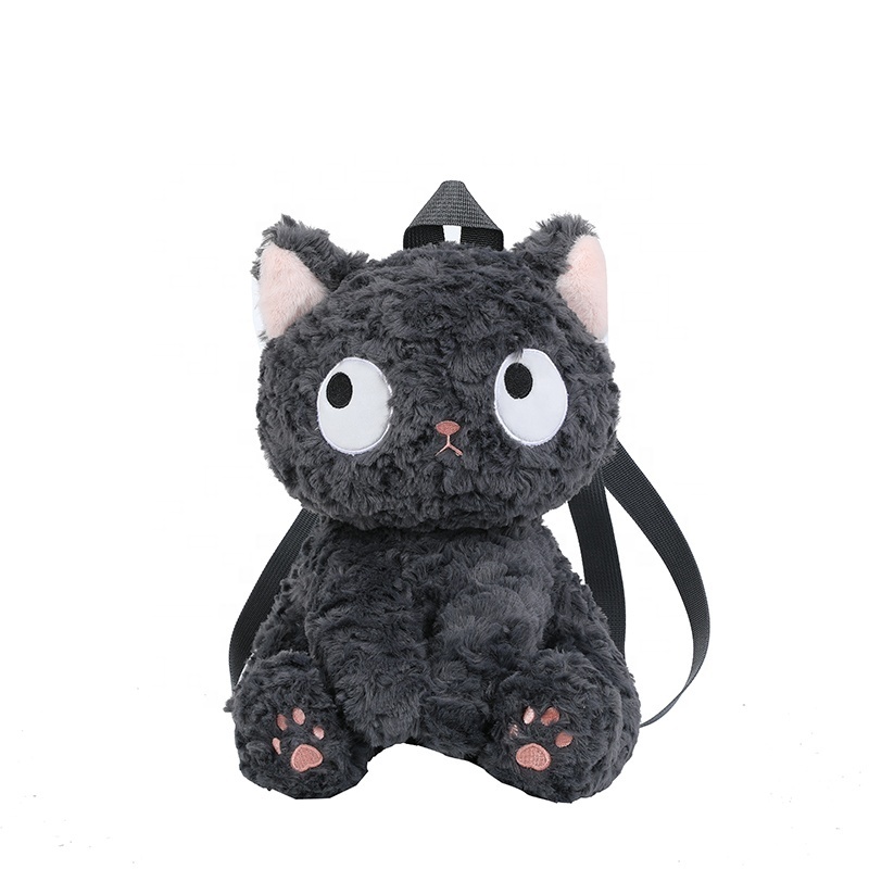 Cute Little Black Cat Doll Bag Women's 2023 Autumn/Winter New Network Red Cartoon Plush Backpack Funny Backpack