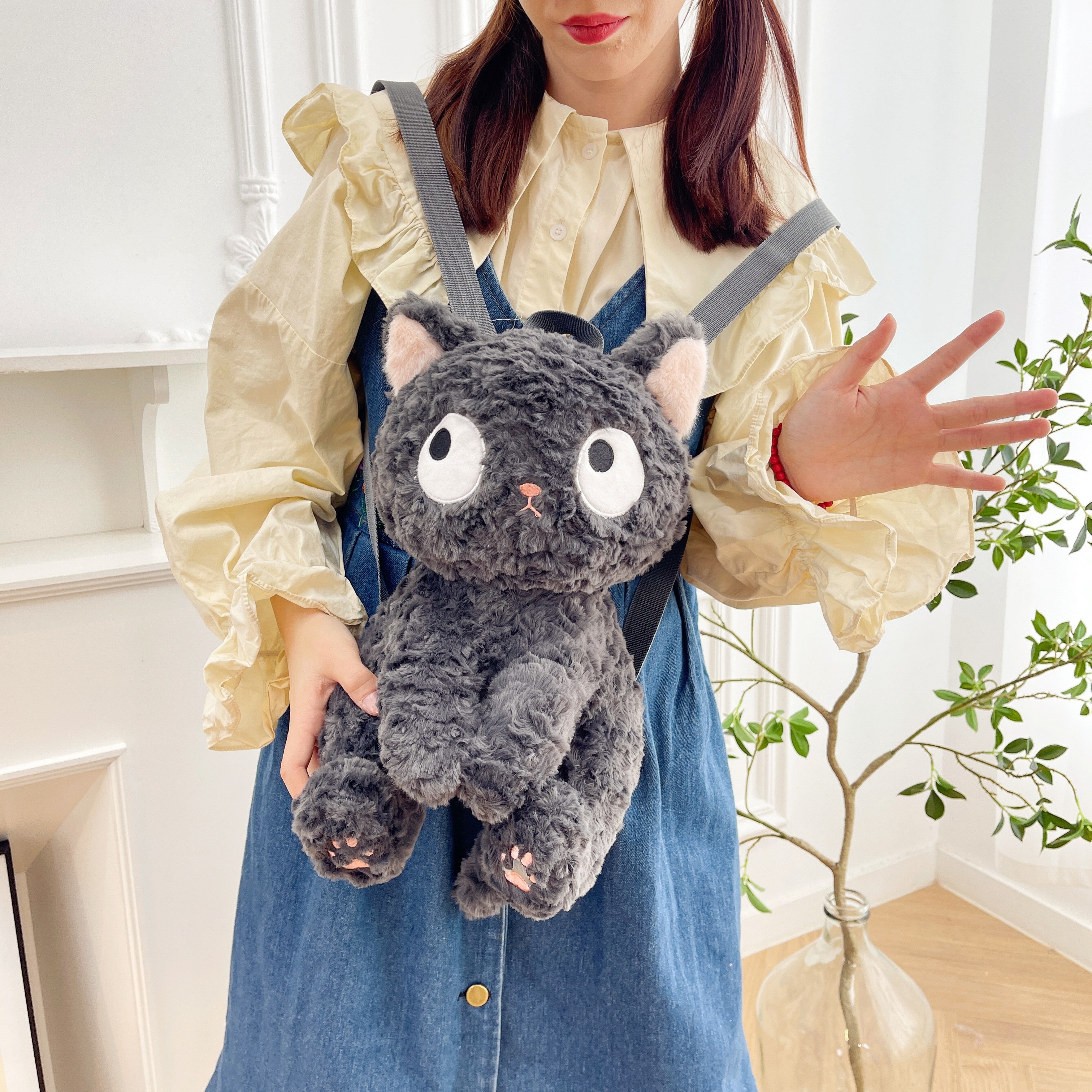 Cute Little Black Cat Doll Bag Women's 2023 Autumn/Winter New Network Red Cartoon Plush Backpack Funny Backpack