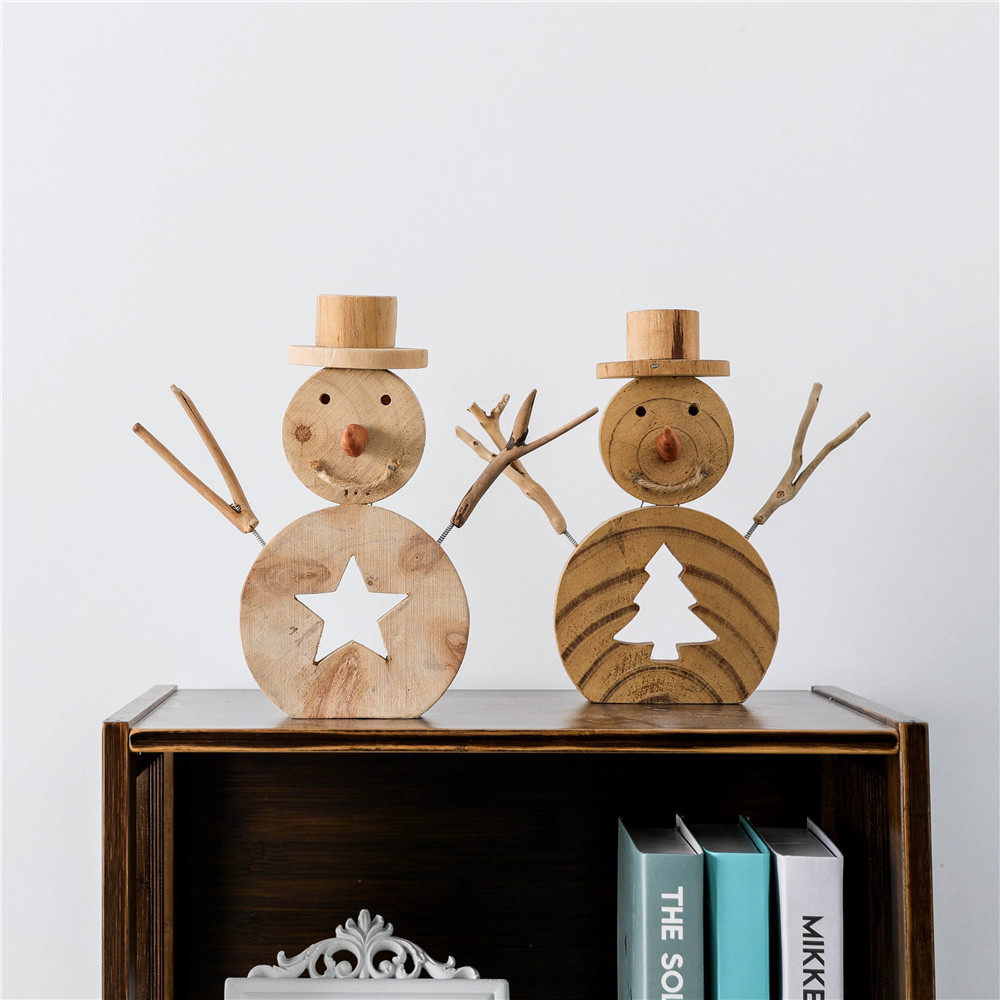 Natural Driftwood Crafts Chic Wooden Snowman Christmas Decoration