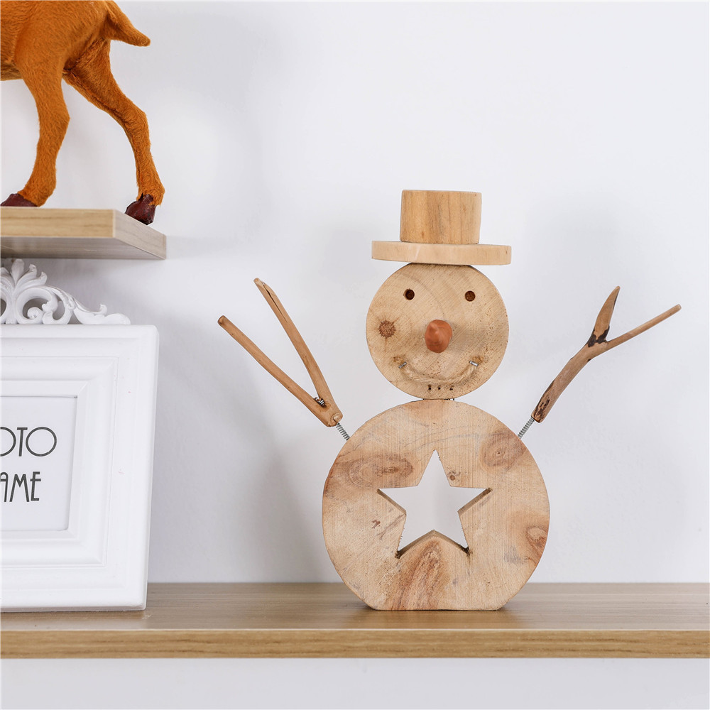 Natural Driftwood Crafts Chic Wooden Snowman Christmas Decoration