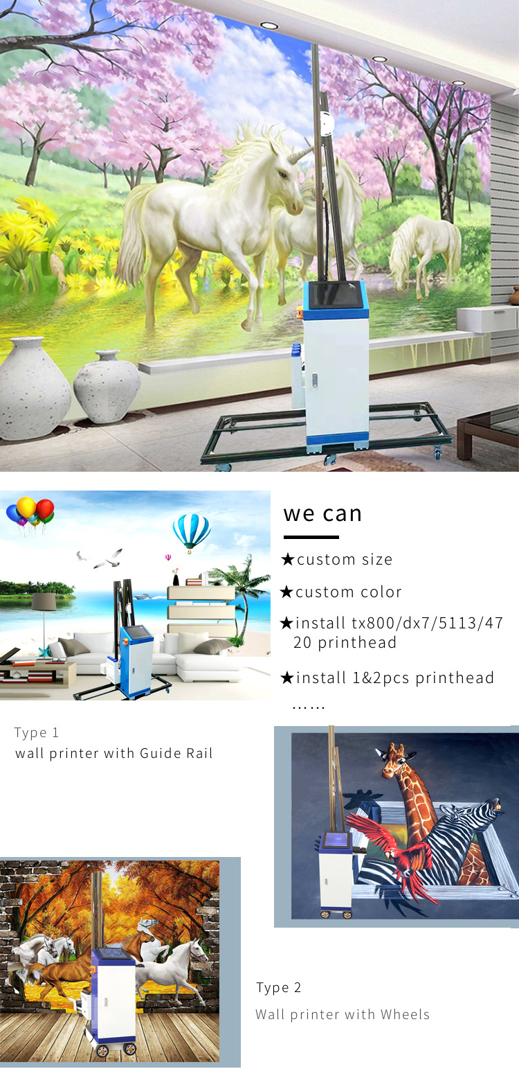 Digital Eco Friendly Inkjet Printer Wheeled Background Glass Advertising 3D Portable Vertical UV Ink Wall Art Printing Machine