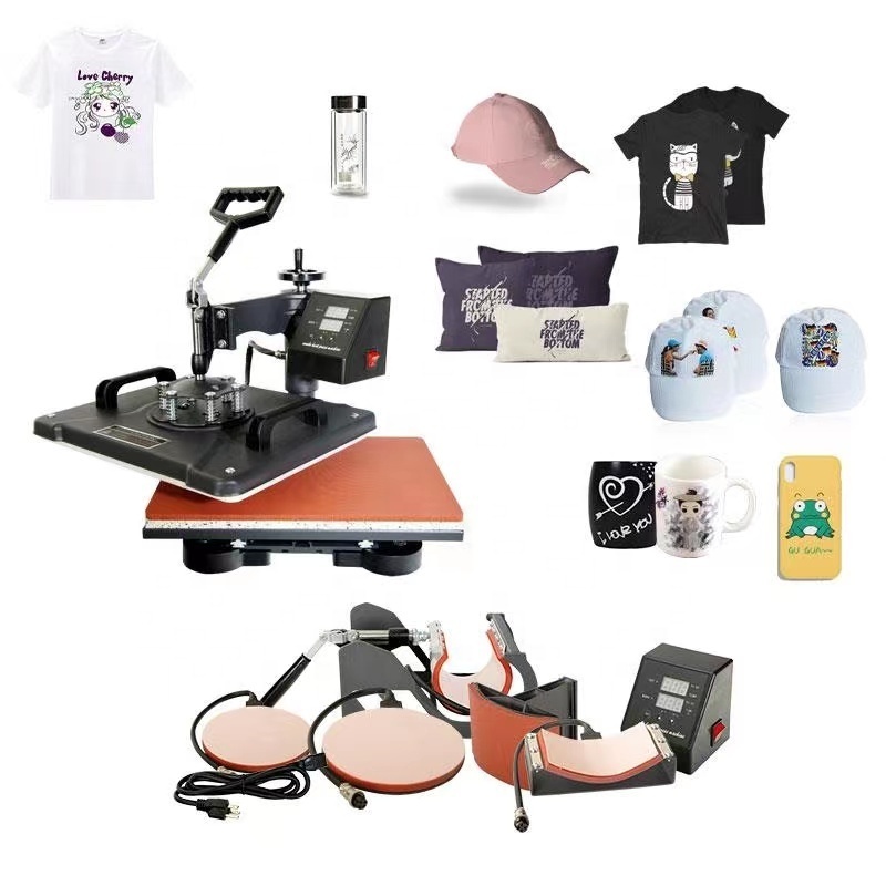 Hot sale 5 in 1 heat press printer T-shirt sublimation printing machine used for Tshirt Shoes Bag Hat Mugs Plates printing